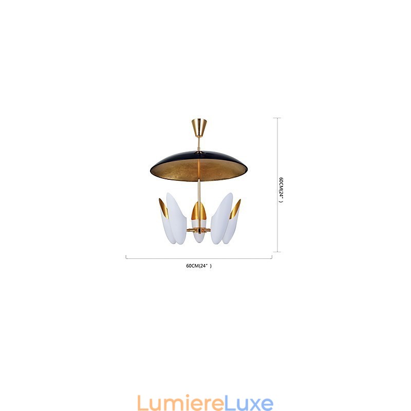 Lustre à 5 lumières, lampe suspendue moderne et contemporaine