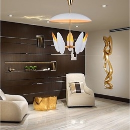Lustre à 5 lumières, lampe suspendue moderne et contemporaine