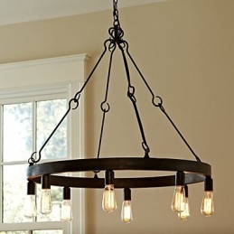 Suspension en fer de style rétro avec 8 lumières