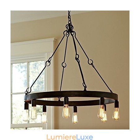 Suspension en fer de style rétro avec 8 lumières Suspension en fer de style rétro avec 8 lumières