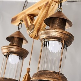 Lustre en métal style mini-designer, style rustique, globe, style rétro, peinture de campagne