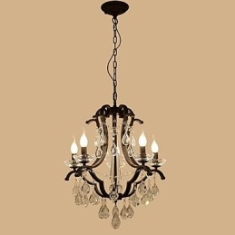 Lustre en cristal à 5 lumières, style moderne, contemporain, traditionnel, classique, rustique, style lodge, vintage, rétro, lanterne, tambour, peinture de campagne