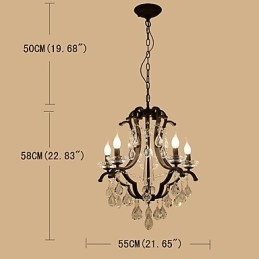 Lustre en cristal à 5 lumières, style moderne, contemporain, traditionnel, classique, rustique, style lodge, vintage, rétro, lanterne, tambour, peinture de campagne