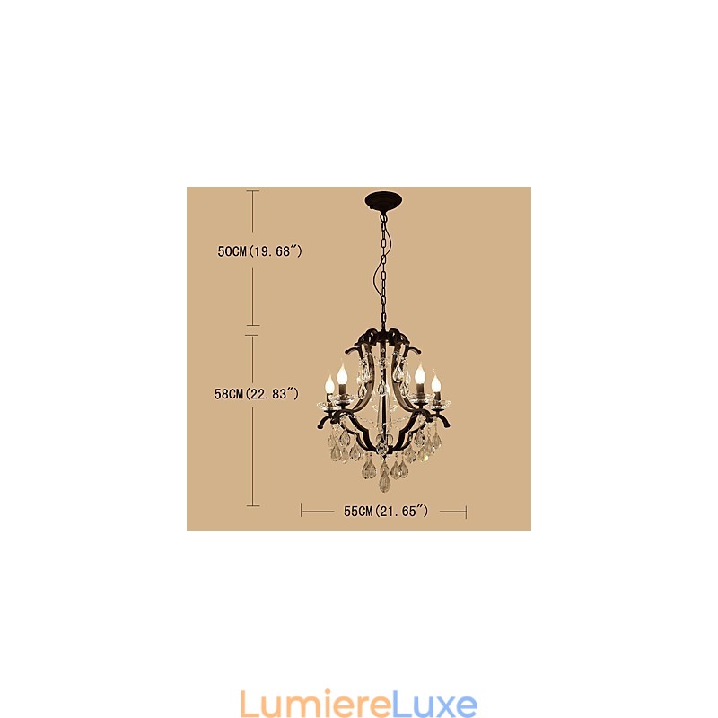 Lustre en cristal à 5 lumières, style moderne, contemporain, traditionnel, classique, rustique, style lodge, vintage, rétro, lanterne, tambour, peinture de campagne