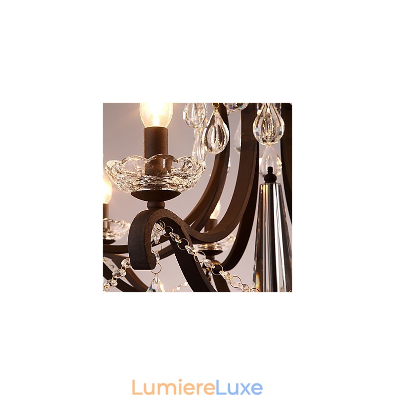 Lustre en cristal à 5 lumières, style moderne, contemporain, traditionnel, classique, rustique, style lodge, vintage, rétro, lanterne, tambour, peinture de campagne