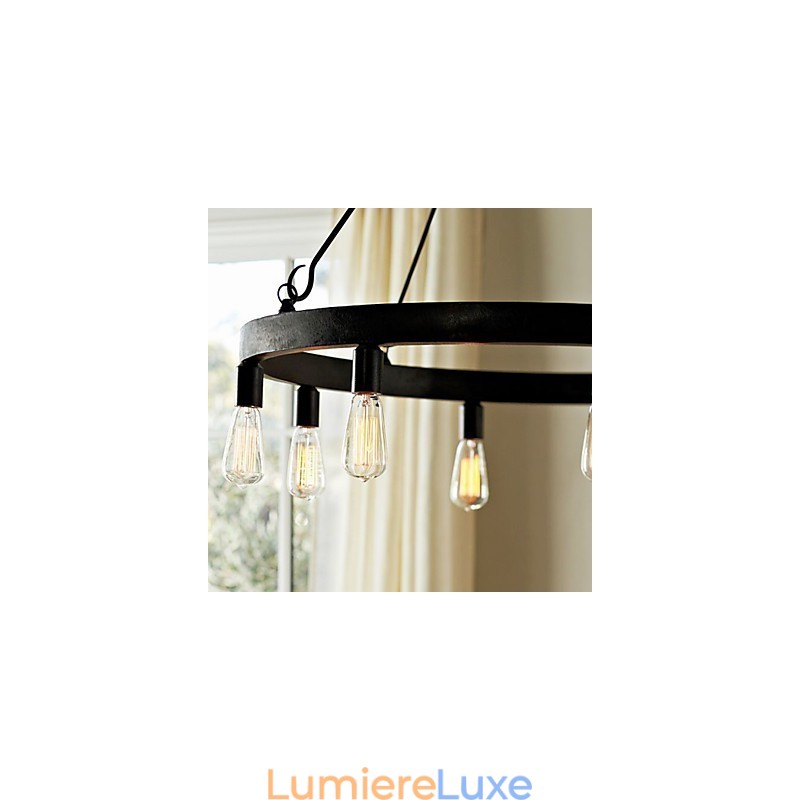 Suspension en fer de style rétro avec 8 lumières