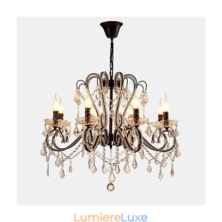 Lustre en cristal à 8 lumières, moderne, contemporain, traditionnel, classique, rustique, lodge, vintage, rétro Lustre en cristal à 8 lumières, moderne, contemporain, traditionnel, classique, rustique, lodge, vintage, rétro