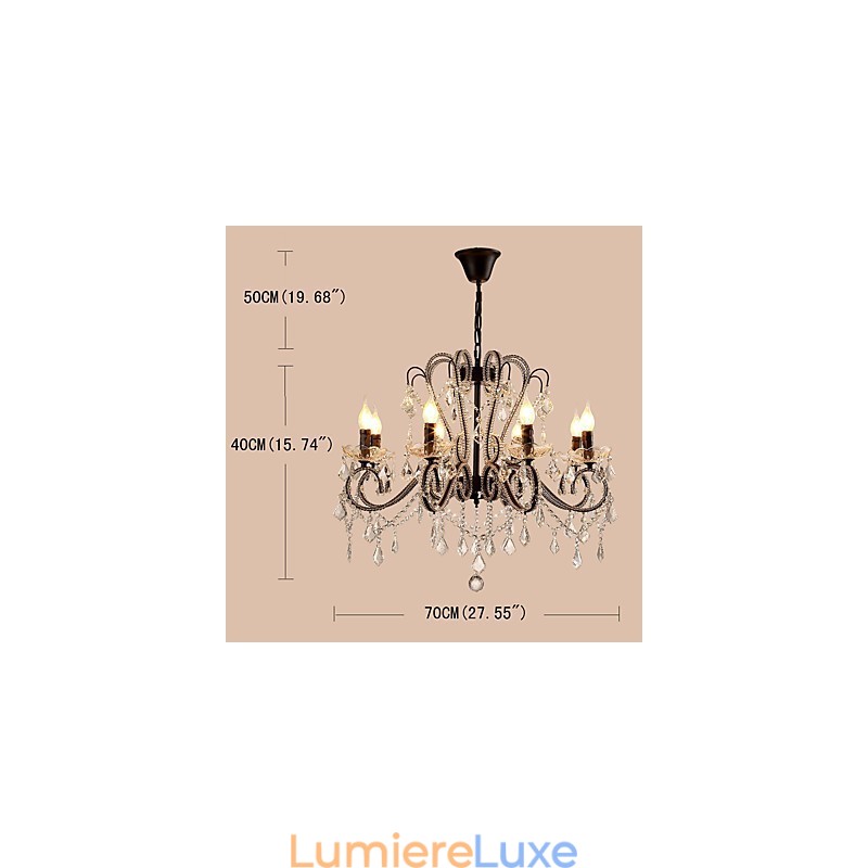 Lustre en cristal à 8 lumières, moderne, contemporain, traditionnel, classique, rustique, lodge, vintage, rétro