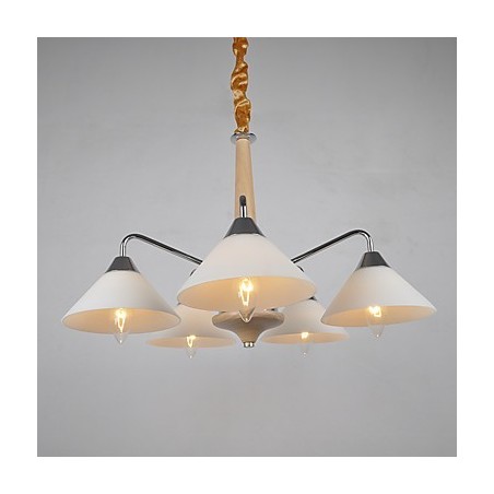 Lustre en bois et bambou galvanisé moderne et contemporain Lustre en bois et bambou galvanisé moderne et contemporain