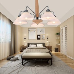 Lustre en bois et bambou galvanisé moderne et contemporain