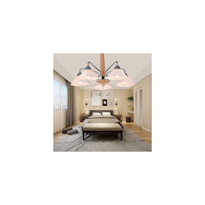 Lustre en bois et bambou galvanisé moderne et contemporain