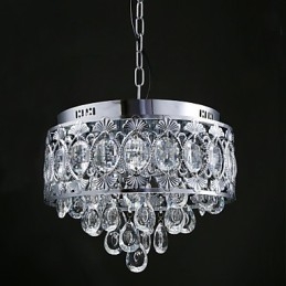 Lustre en cristal transparent moderne et élégant à 4 lumières