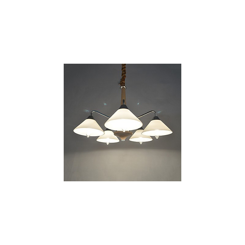 Lustre en bois et bambou galvanisé moderne et contemporain