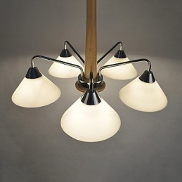 Lustre en bois et bambou galvanisé moderne et contemporain