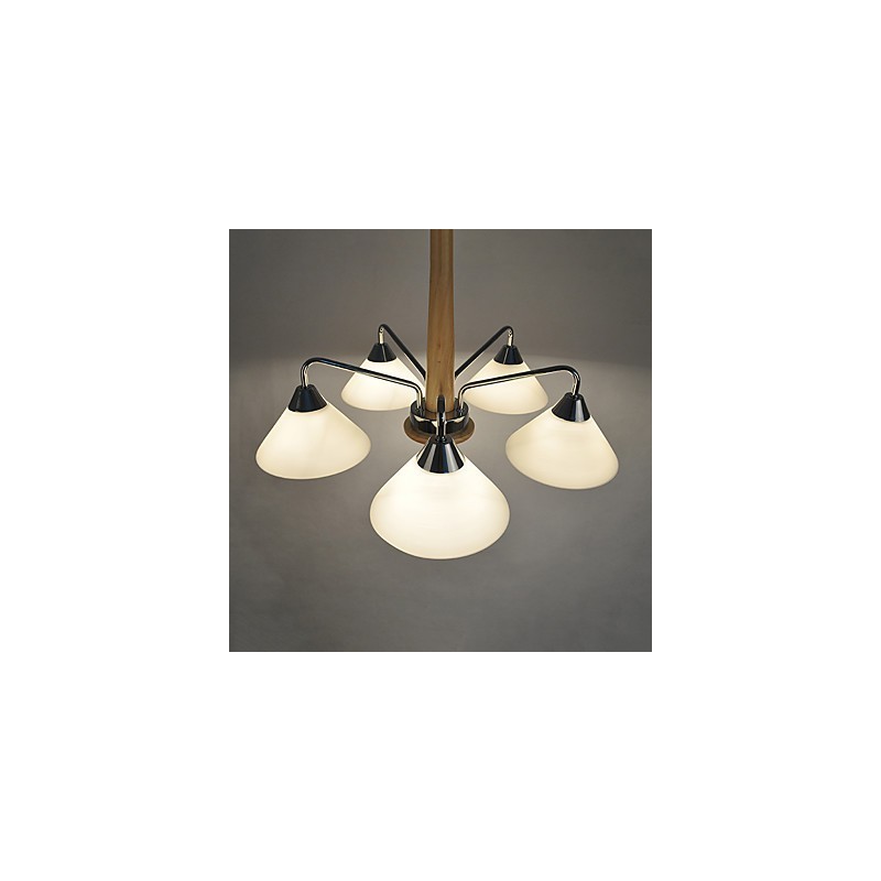Lustre en bois et bambou galvanisé moderne et contemporain