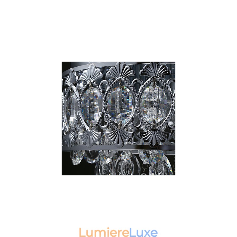 Lustre en cristal transparent moderne et élégant à 4 lumières