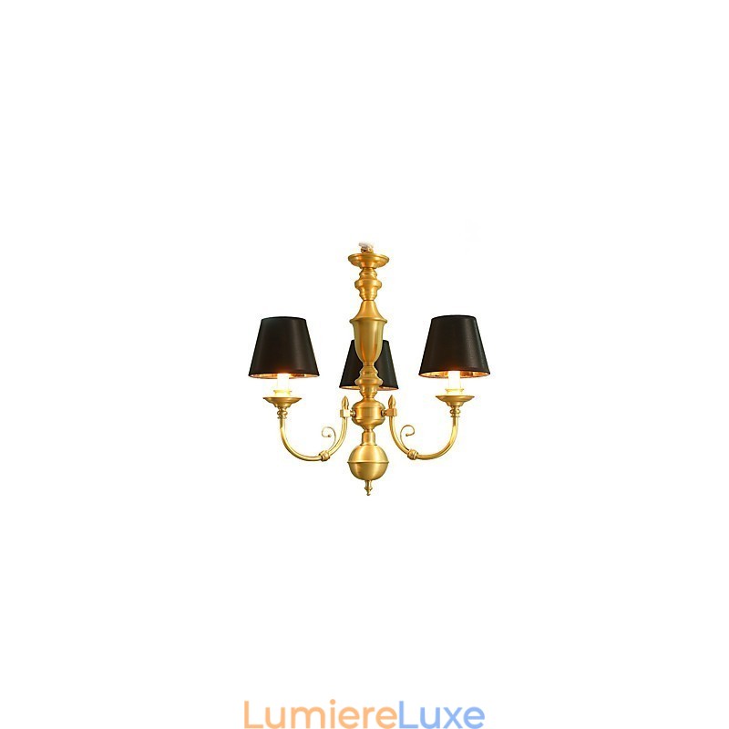Lustre traditionnel classique en laiton pour mini style métal 3 ampoules