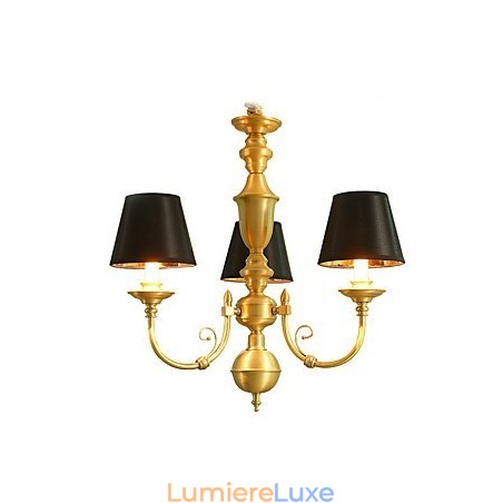 Lustre traditionnel classique en laiton pour mini style métal 3 ampoules Lustre traditionnel classique en laiton pour mini style métal 3 ampoules