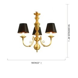 Lustre traditionnel classique en laiton pour mini style métal 3 ampoules