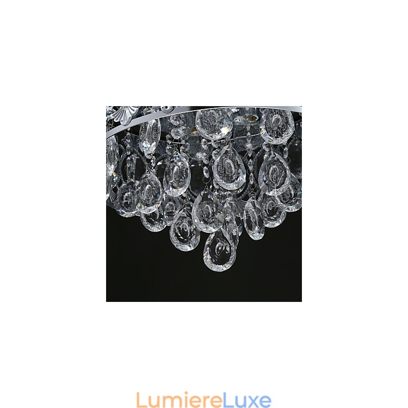 Lustre en cristal transparent moderne et élégant à 4 lumières