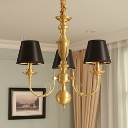 Lustre traditionnel classique en laiton pour mini style métal 3 ampoules