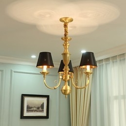 Lustre traditionnel classique en laiton pour mini style métal 3 ampoules
