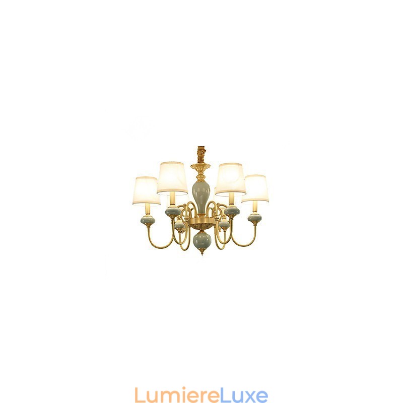 Lustre traditionnel classique en laiton pour mini style métal 6 ampoules