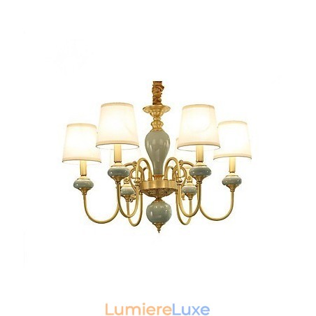Lustre traditionnel classique en laiton pour mini style métal 6 ampoules Lustre traditionnel classique en laiton pour mini style métal 6 ampoules