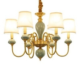 Lustre traditionnel classique en laiton pour mini style métal 6 ampoules