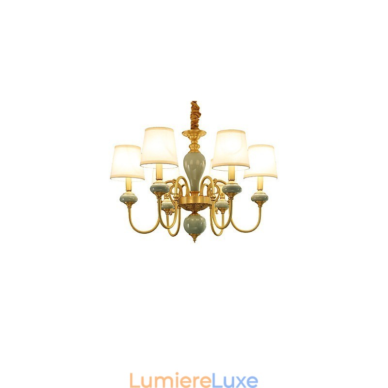 Lustre traditionnel classique en laiton pour mini style métal 6 ampoules