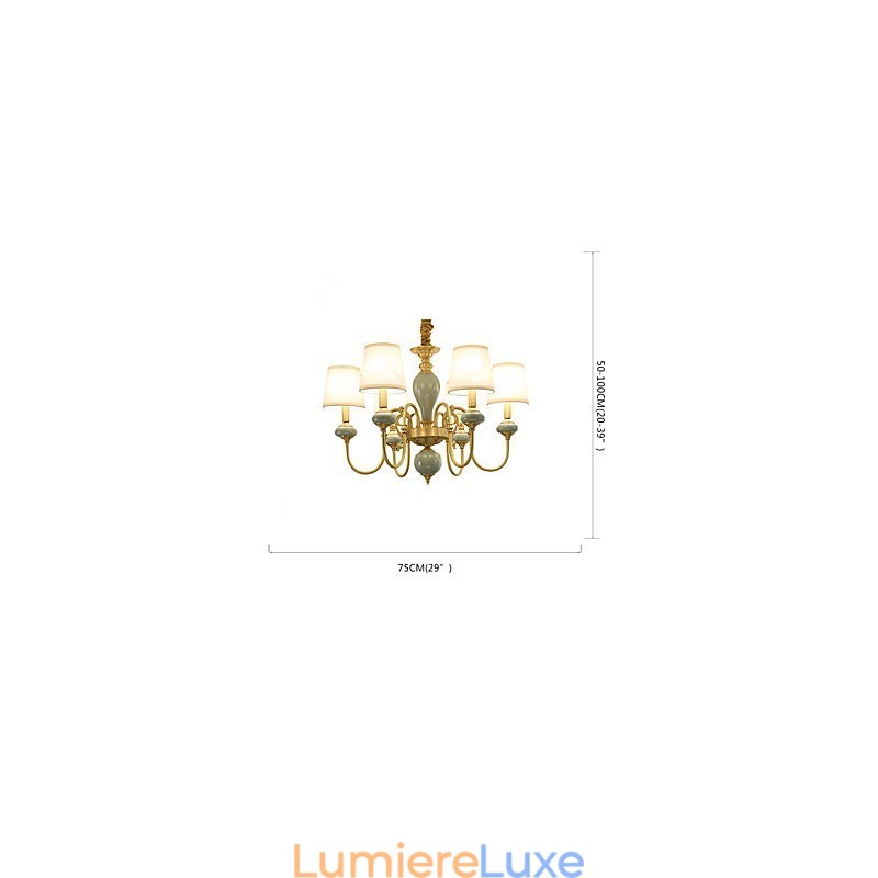 Lustre traditionnel classique en laiton pour mini style métal 6 ampoules