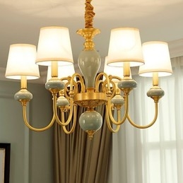Lustre traditionnel classique en laiton pour mini style métal 6 ampoules