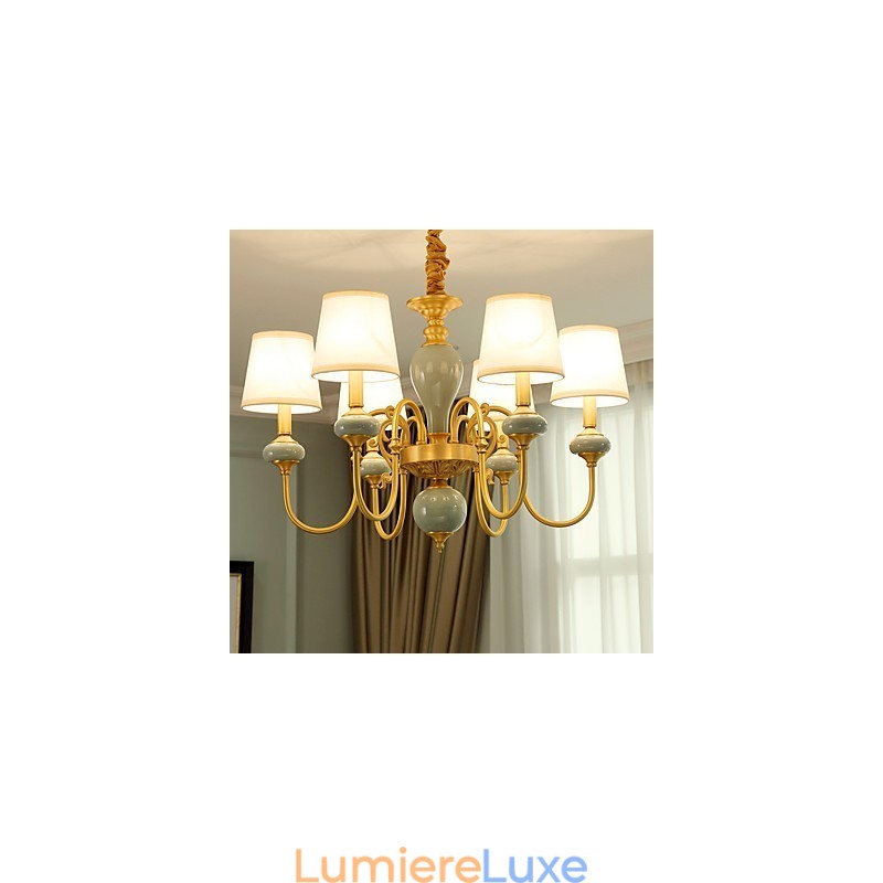 Lustre traditionnel classique en laiton pour mini style métal 6 ampoules
