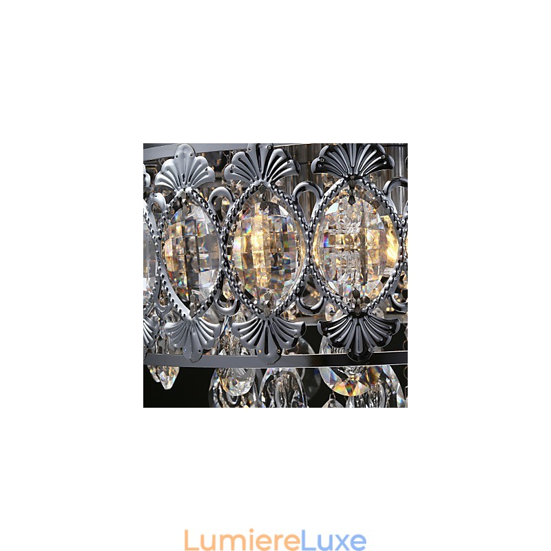 Lustre en cristal transparent moderne et élégant à 4 lumières