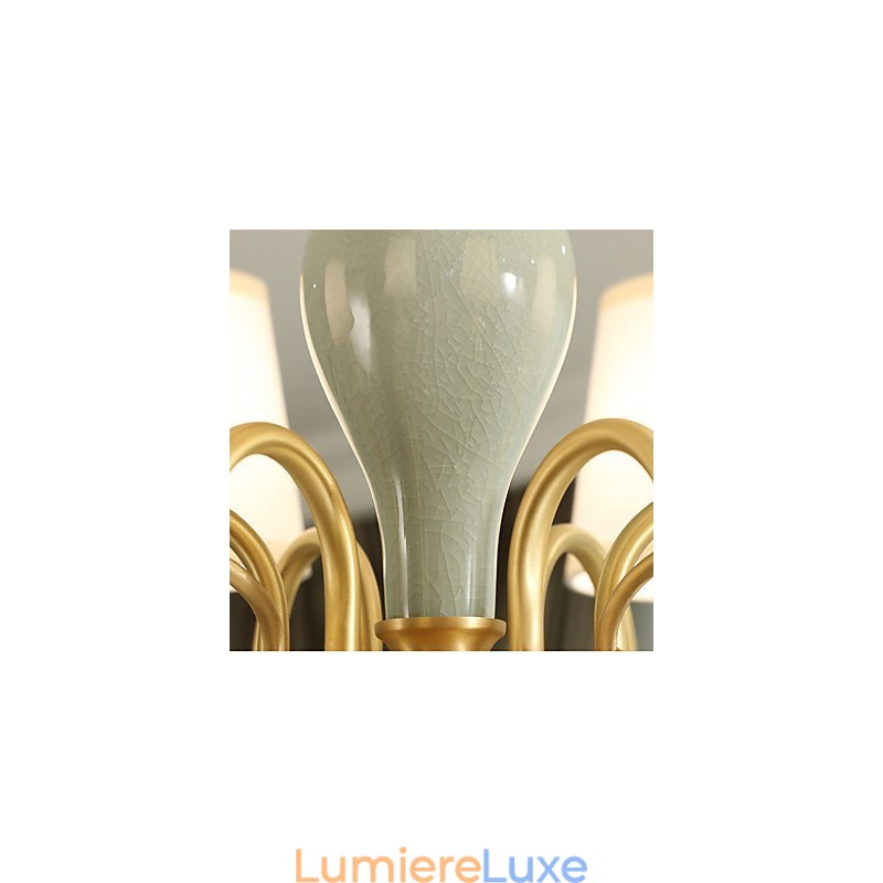 Lustre traditionnel classique en laiton pour mini style métal 6 ampoules