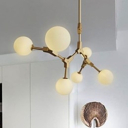 Suspension en bambou et bois de style mini, peinture classique traditionnelle