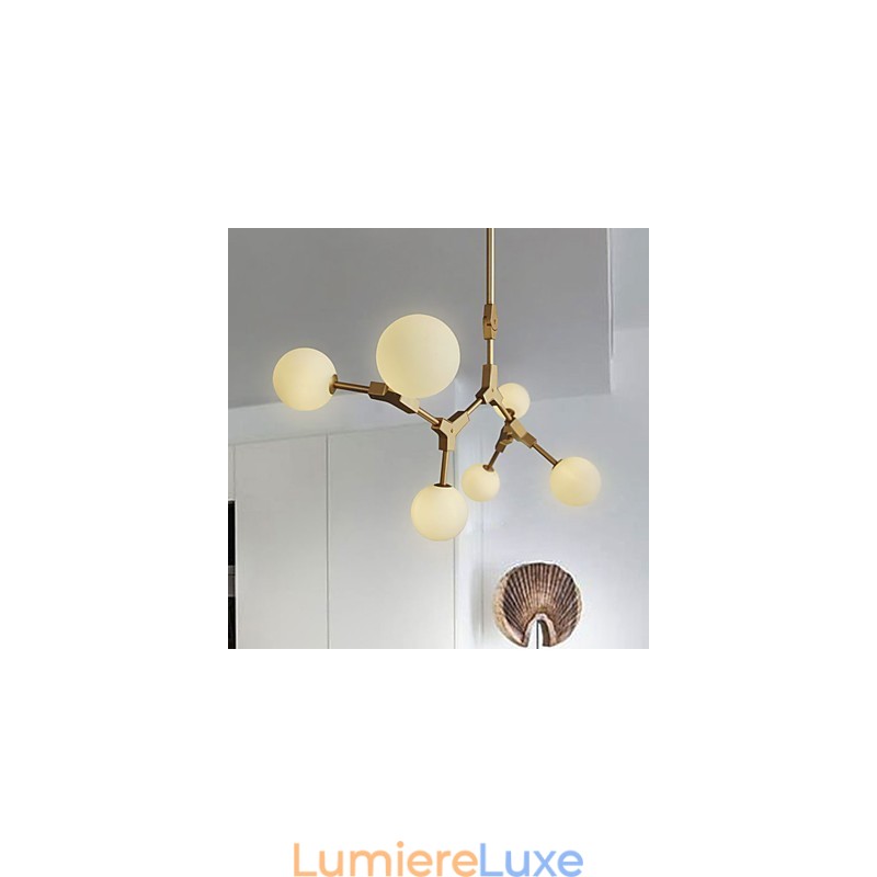 Suspension en bambou et bois de style mini, peinture classique traditionnelle
