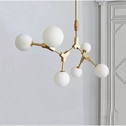 Suspension en bambou et bois de style mini, peinture classique traditionnelle