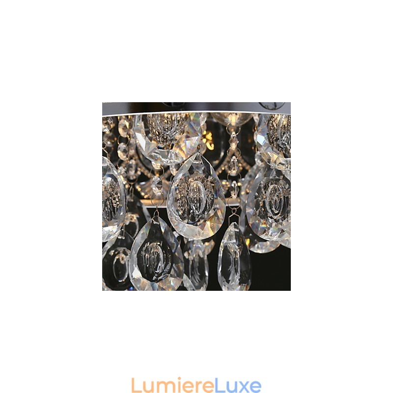 Lustre en cristal transparent moderne et élégant à 4 lumières