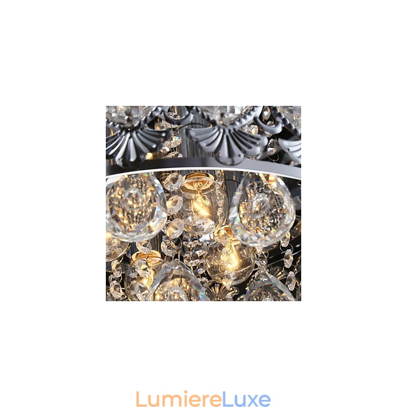 Lustre en cristal transparent moderne et élégant à 4 lumières