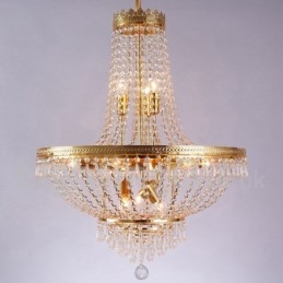 Lustre classique traditionnel galvanisé en métal de style mini cristal à 9 ampoules