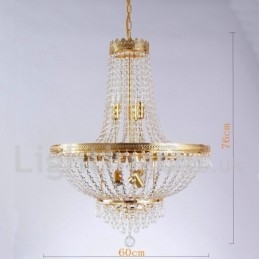 Lustre classique traditionnel galvanisé en métal de style mini cristal à 9 ampoules