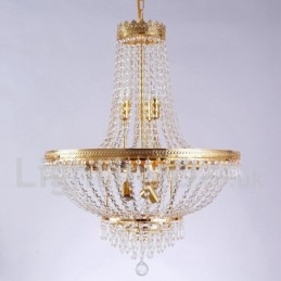 Lustre classique traditionnel galvanisé en métal de style mini cristal à 9 ampoules