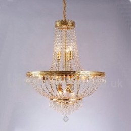 Lustre classique traditionnel galvanisé en métal de style mini cristal à 9 ampoules