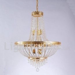Lustre classique traditionnel galvanisé en métal de style mini cristal à 9 ampoules