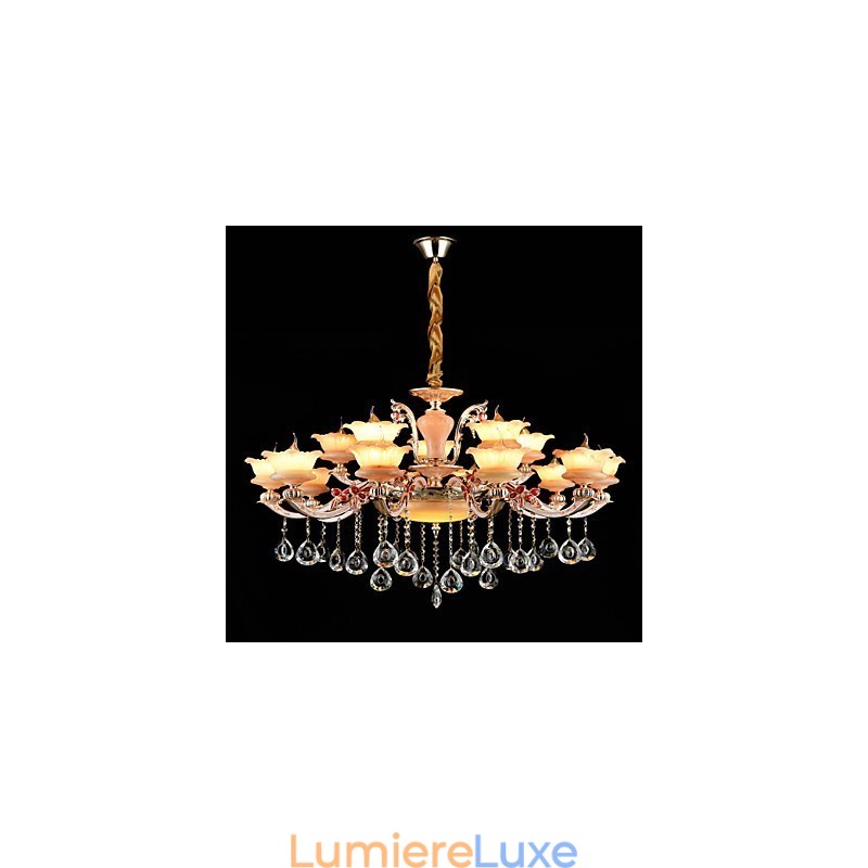 Suspension en alliage de zinc pour intérieur, style mini cristal, 15 ampoules