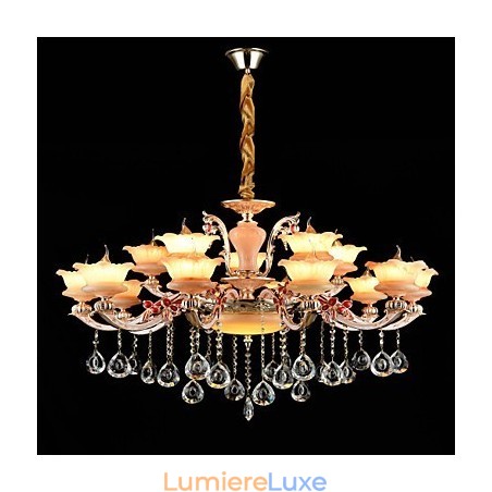 Suspension en alliage de zinc pour intérieur, style mini cristal, 15 ampoules Suspension en alliage de zinc pour intérieur, style mini cristal, 15 ampoules
