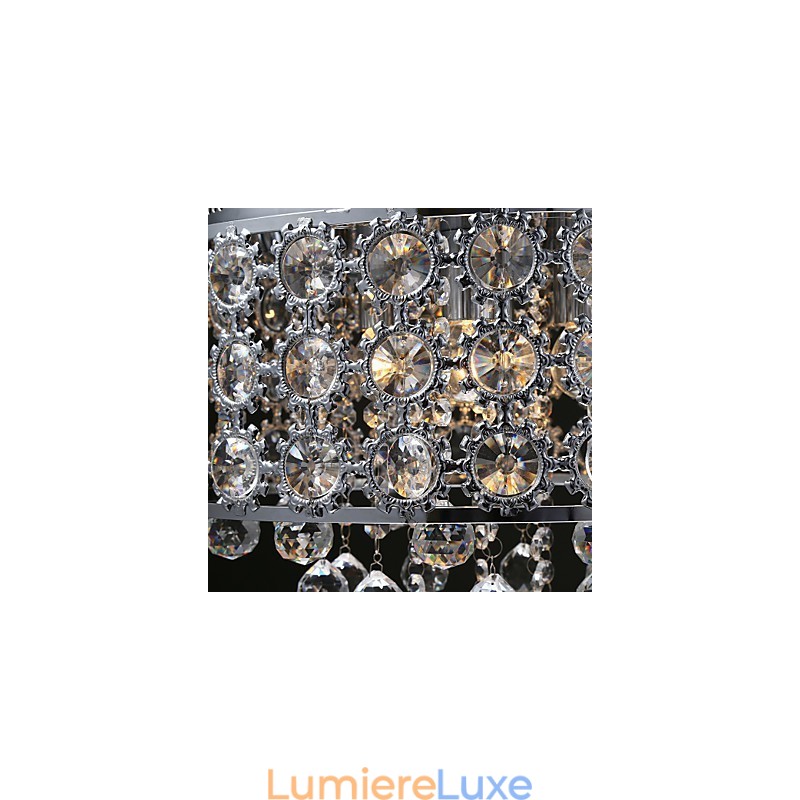 Lustre en cristal transparent K9 à 4 lumières, motif tournesol