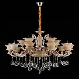 Suspension en alliage de zinc pour intérieur, style mini cristal, 15 ampoules