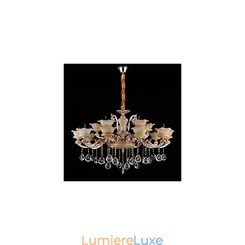 Suspension en alliage de zinc pour intérieur, style mini cristal, 15 ampoules